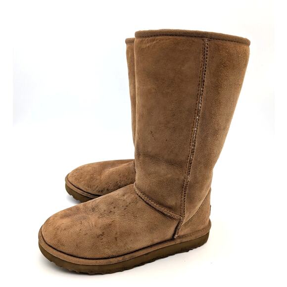 UGG Classic Tall Suede Sheepskin Winter Boots Women's Chestnut Size US6 EU37 - Picture 1 of 16